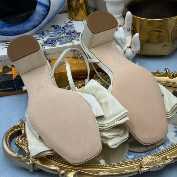 🆕 LOEFFLER RANDALL 🧿 NWOB Carmen Cream Moiré Bow Sandal, Sz 9 - Picture 12 of 12